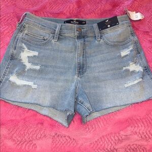 Hollister Light Blue Distressed Jean Shorts